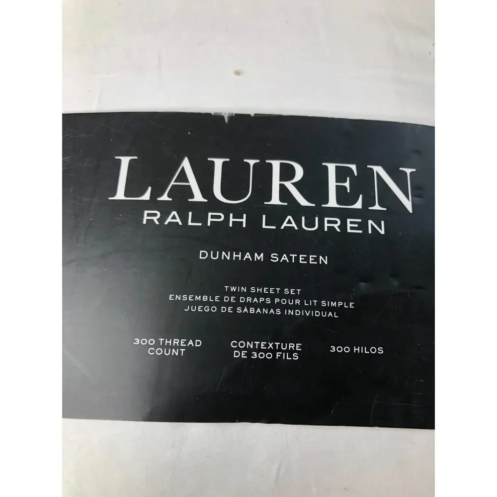 NEW Ralph Lauren Dunham Sateen 100% Cotton 300 TC Twin Size Sheet Set White